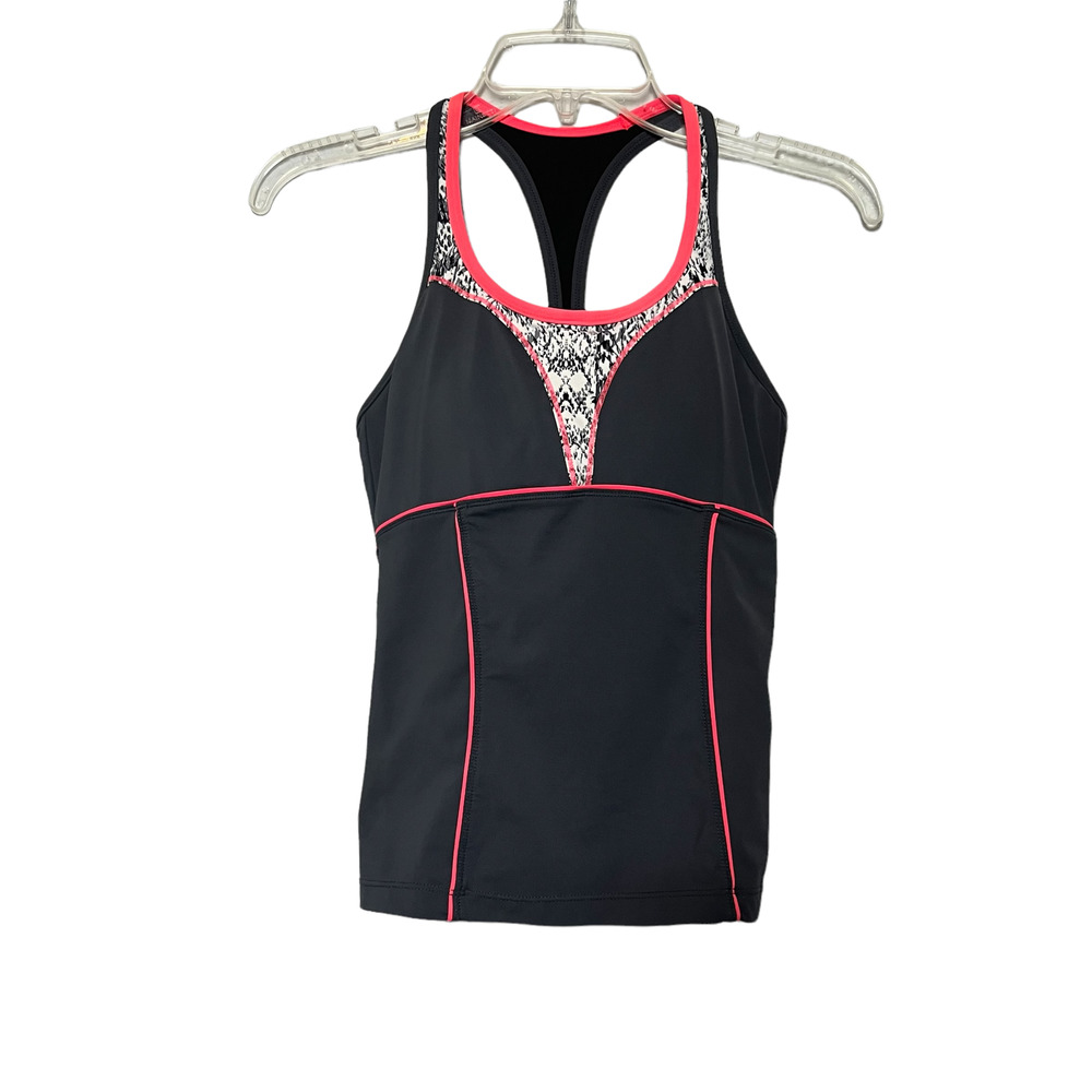 Athleta Athletic Razorback Animal Print Trimmed Tank Top Size xs